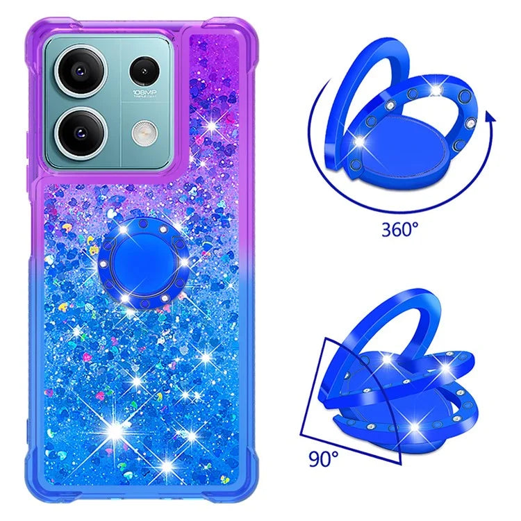 YB Quicksand Series-8 for Xiaomi Redmi Note 13 5G Case with Ring Kickstand Liquid Sparkle TPU Phone Cover