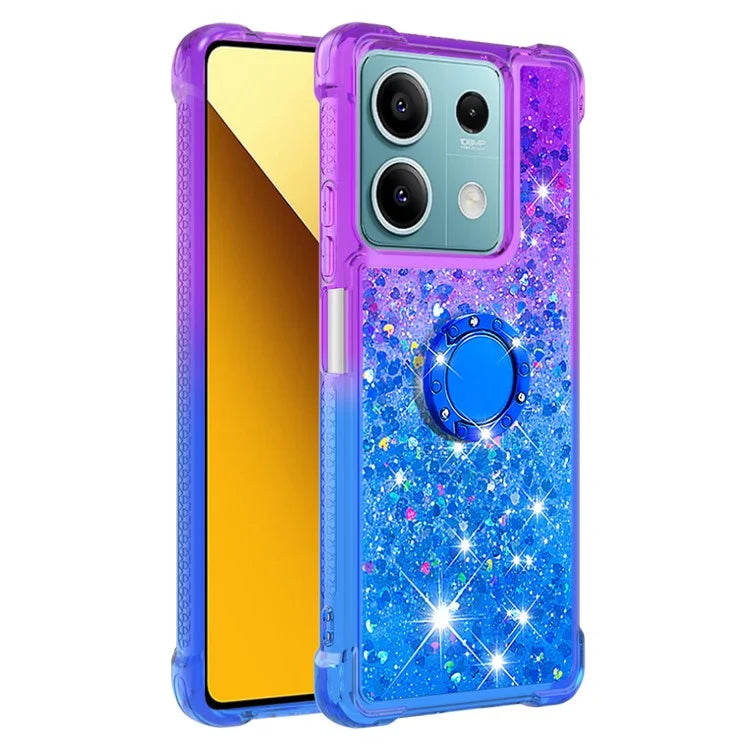 YB Quicksand Series-8 for Xiaomi Redmi Note 13 5G Case with Ring Kickstand Liquid Sparkle TPU Phone Cover