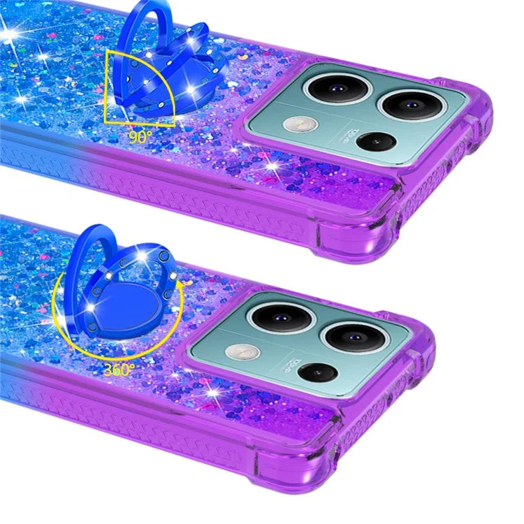 YB Quicksand Series-8 for Xiaomi Redmi Note 13 5G Case with Ring Kickstand Liquid Sparkle TPU Phone Cover