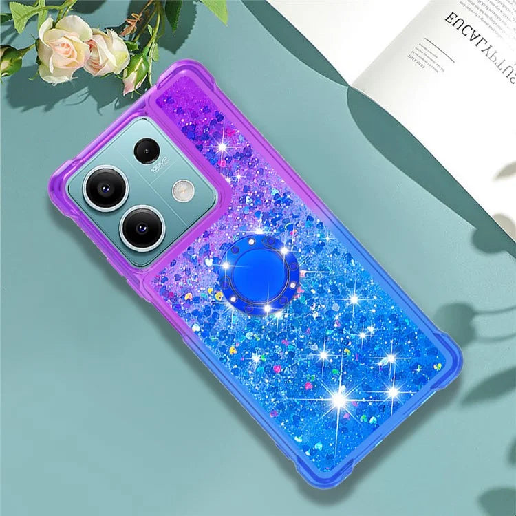 YB Quicksand Series-8 for Xiaomi Redmi Note 13 5G Case with Ring Kickstand Liquid Sparkle TPU Phone Cover