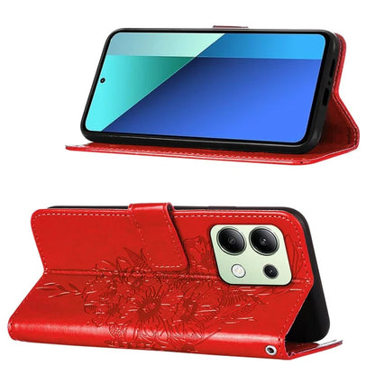 YB Imprinting Series-4 For Xiaomi Redmi Note 13 4G Case PU Leather Butterfly Pattern Phone Cover with Strap