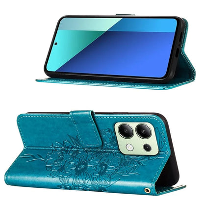 YB Imprinting Series-4 For Xiaomi Redmi Note 13 4G Case PU Leather Butterfly Pattern Phone Cover with Strap