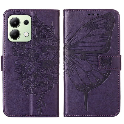 YB Imprinting Series-4 For Xiaomi Redmi Note 13 4G Case PU Leather Butterfly Pattern Phone Cover with Strap
