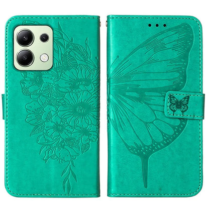 YB Imprinting Series-4 For Xiaomi Redmi Note 13 4G Case PU Leather Butterfly Pattern Phone Cover with Strap