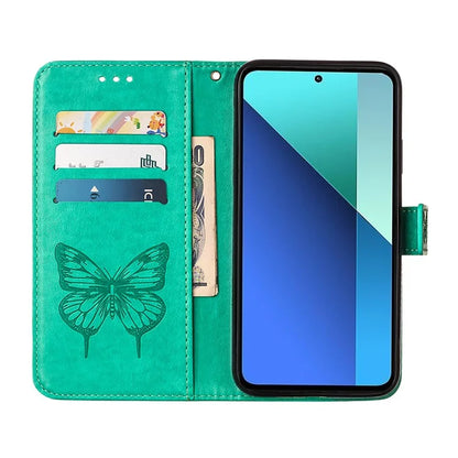 YB Imprinting Series-4 For Xiaomi Redmi Note 13 4G Case PU Leather Butterfly Pattern Phone Cover with Strap