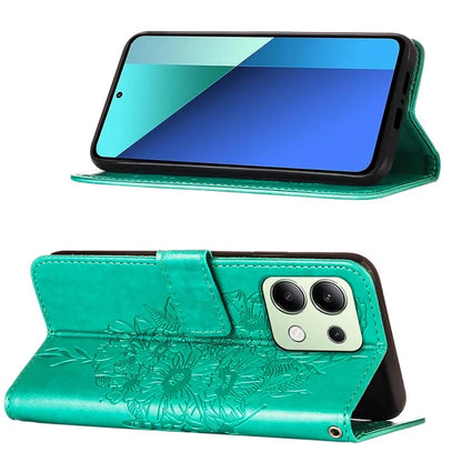 YB Imprinting Series-4 For Xiaomi Redmi Note 13 4G Case PU Leather Butterfly Pattern Phone Cover with Strap