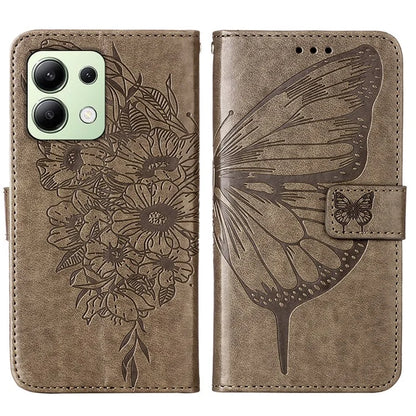 YB Imprinting Series-4 For Xiaomi Redmi Note 13 4G Case PU Leather Butterfly Pattern Phone Cover with Strap