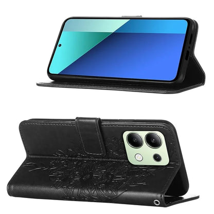YB Imprinting Series-4 For Xiaomi Redmi Note 13 4G Case PU Leather Butterfly Pattern Phone Cover with Strap