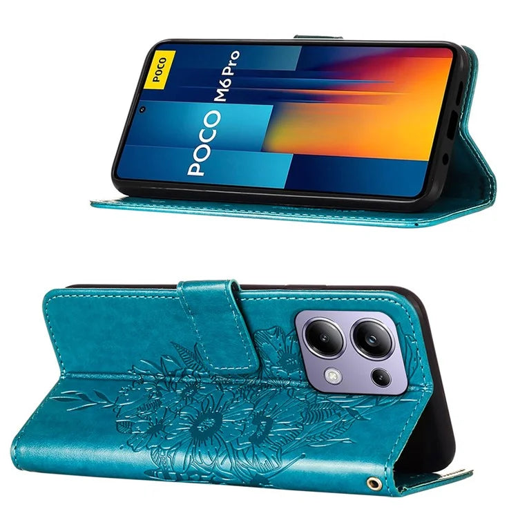 YB Imprinting Series-4 For Xiaomi Redmi Note 13 Pro 4G / Poco M6 Pro 4G Case Butterfly Leather Wallet Phone Cover