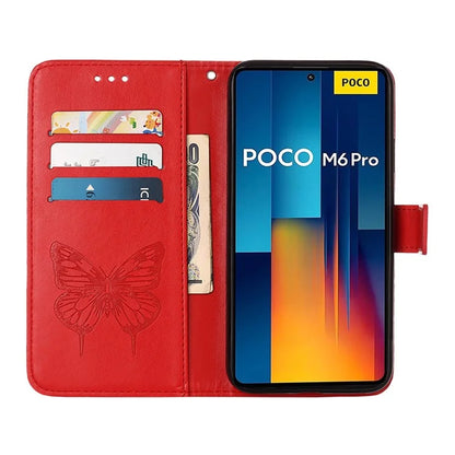 YB Imprinting Series-4 For Xiaomi Redmi Note 13 Pro 4G / Poco M6 Pro 4G Case Butterfly Leather Wallet Phone Cover
