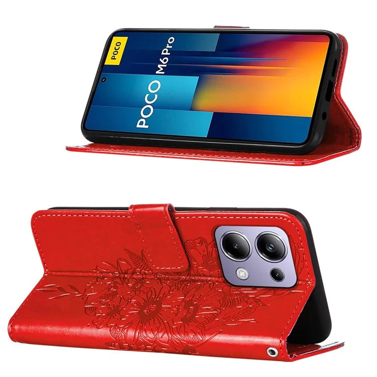 YB Imprinting Series-4 For Xiaomi Redmi Note 13 Pro 4G / Poco M6 Pro 4G Case Butterfly Leather Wallet Phone Cover