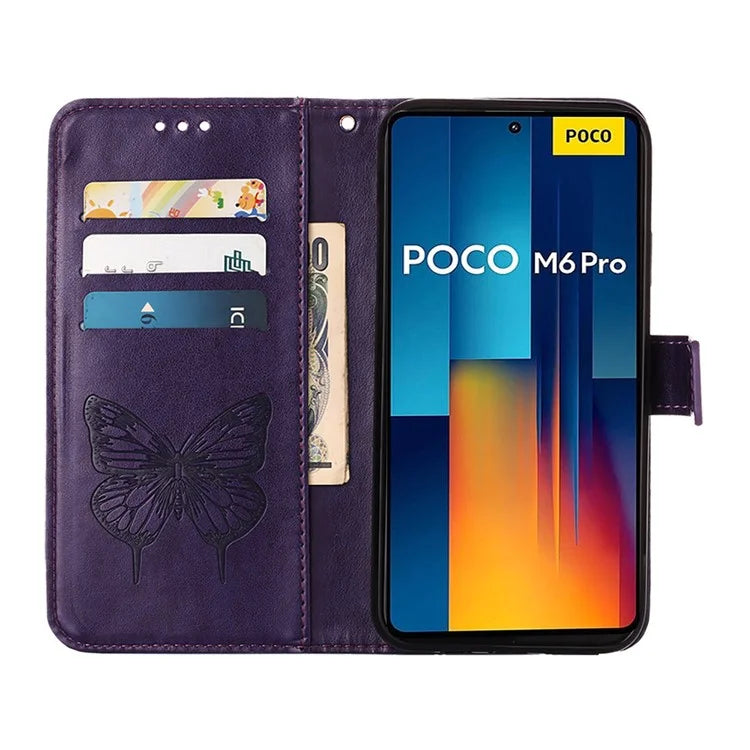 YB Imprinting Series-4 For Xiaomi Redmi Note 13 Pro 4G / Poco M6 Pro 4G Case Butterfly Leather Wallet Phone Cover