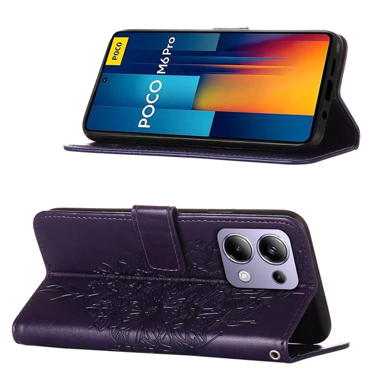 YB Imprinting Series-4 For Xiaomi Redmi Note 13 Pro 4G / Poco M6 Pro 4G Case Butterfly Leather Wallet Phone Cover