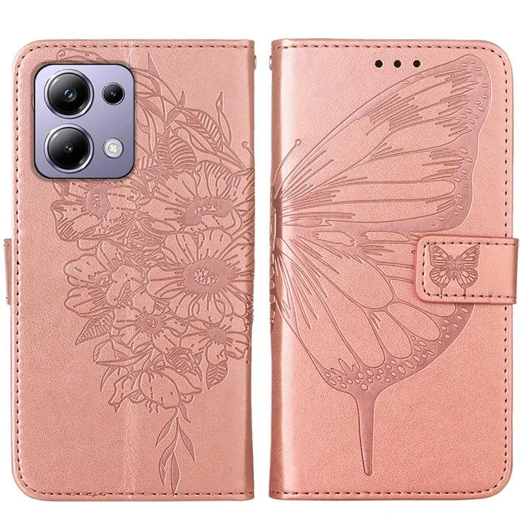 YB Imprinting Series-4 For Xiaomi Redmi Note 13 Pro 4G / Poco M6 Pro 4G Case Butterfly Leather Wallet Phone Cover