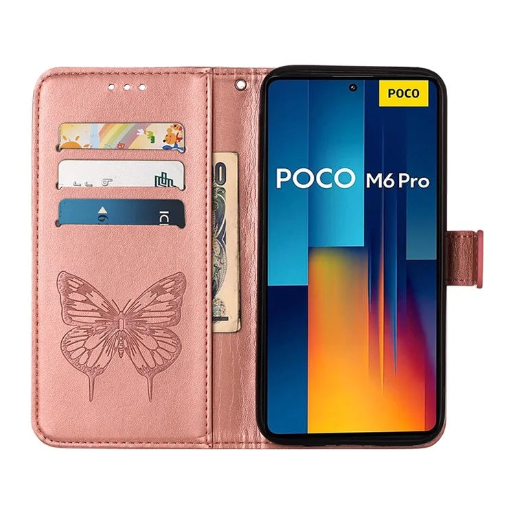 YB Imprinting Series-4 For Xiaomi Redmi Note 13 Pro 4G / Poco M6 Pro 4G Case Butterfly Leather Wallet Phone Cover