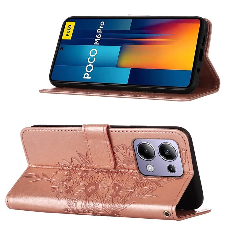 YB Imprinting Series-4 For Xiaomi Redmi Note 13 Pro 4G / Poco M6 Pro 4G Case Butterfly Leather Wallet Phone Cover