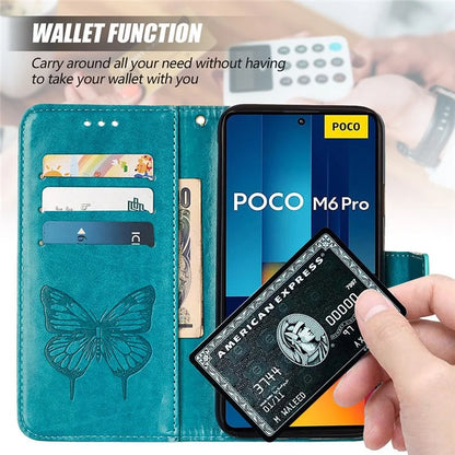YB Imprinting Series-4 For Xiaomi Redmi Note 13 Pro 4G / Poco M6 Pro 4G Case Butterfly Leather Wallet Phone Cover
