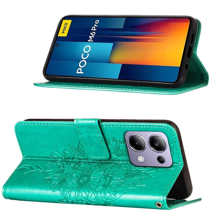 YB Imprinting Series-4 For Xiaomi Redmi Note 13 Pro 4G / Poco M6 Pro 4G Case Butterfly Leather Wallet Phone Cover