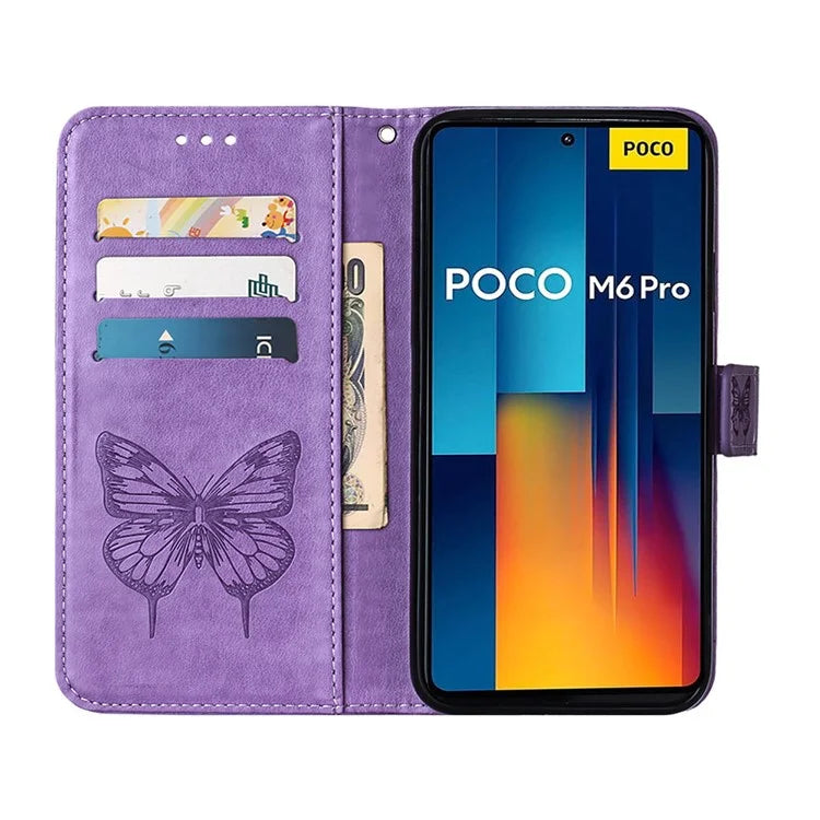 YB Imprinting Series-4 For Xiaomi Redmi Note 13 Pro 4G / Poco M6 Pro 4G Case Butterfly Leather Wallet Phone Cover