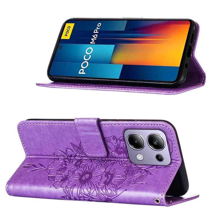 YB Imprinting Series-4 For Xiaomi Redmi Note 13 Pro 4G / Poco M6 Pro 4G Case Butterfly Leather Wallet Phone Cover