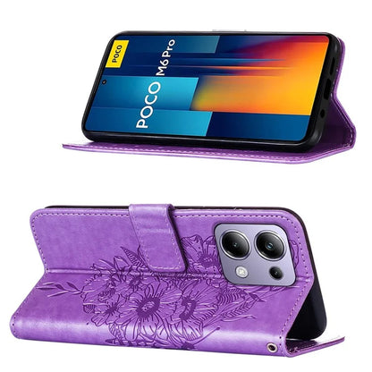YB Imprinting Series-4 For Xiaomi Redmi Note 13 Pro 4G / Poco M6 Pro 4G Case Butterfly Leather Wallet Phone Cover