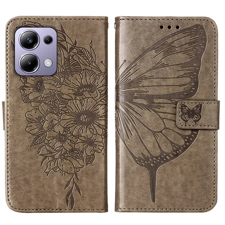 YB Imprinting Series-4 For Xiaomi Redmi Note 13 Pro 4G / Poco M6 Pro 4G Case Butterfly Leather Wallet Phone Cover