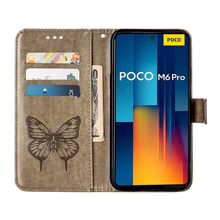 YB Imprinting Series-4 For Xiaomi Redmi Note 13 Pro 4G / Poco M6 Pro 4G Case Butterfly Leather Wallet Phone Cover