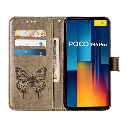 YB Imprinting Series-4 For Xiaomi Redmi Note 13 Pro 4G / Poco M6 Pro 4G Case Butterfly Leather Wallet Phone Cover