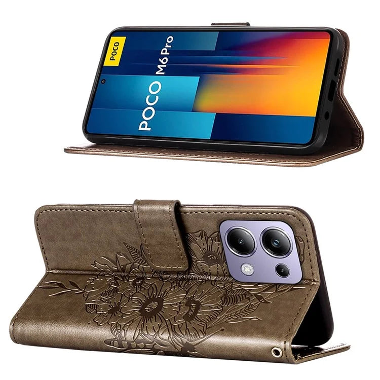 YB Imprinting Series-4 For Xiaomi Redmi Note 13 Pro 4G / Poco M6 Pro 4G Case Butterfly Leather Wallet Phone Cover
