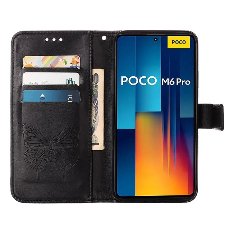 YB Imprinting Series-4 For Xiaomi Redmi Note 13 Pro 4G / Poco M6 Pro 4G Case Butterfly Leather Wallet Phone Cover