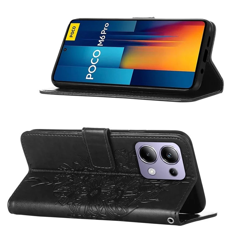 YB Imprinting Series-4 For Xiaomi Redmi Note 13 Pro 4G / Poco M6 Pro 4G Case Butterfly Leather Wallet Phone Cover