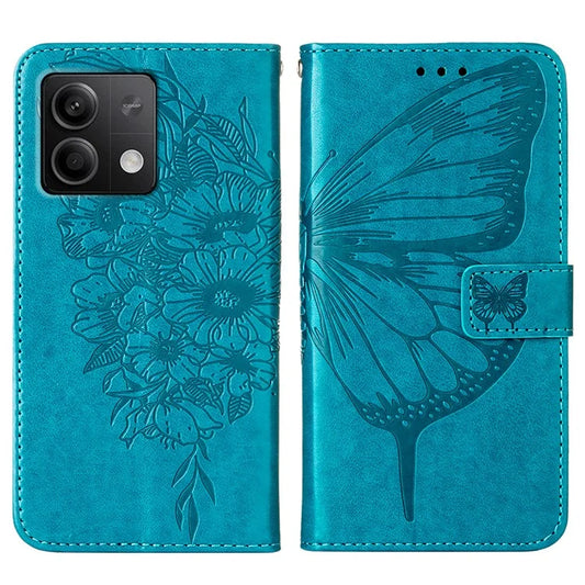 YB Imprinting Series-4 For Xiaomi Redmi Note 13 5G Case Butterfly Flower PU Leather Flip Phone Cover