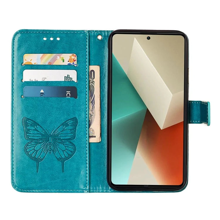 YB Imprinting Series-4 For Xiaomi Redmi Note 13 5G Case Butterfly Flower PU Leather Flip Phone Cover