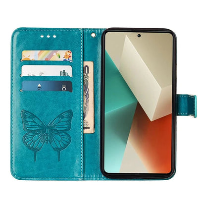 YB Imprinting Series-4 For Xiaomi Redmi Note 13 5G Case Butterfly Flower PU Leather Flip Phone Cover