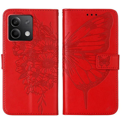 YB Imprinting Series-4 For Xiaomi Redmi Note 13 5G Case Butterfly Flower PU Leather Flip Phone Cover