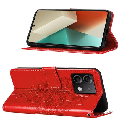 YB Imprinting Series-4 For Xiaomi Redmi Note 13 5G Case Butterfly Flower PU Leather Flip Phone Cover