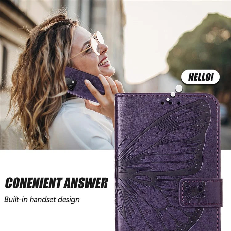 YB Imprinting Series-4 For Xiaomi Redmi Note 13 5G Case Butterfly Flower PU Leather Flip Phone Cover