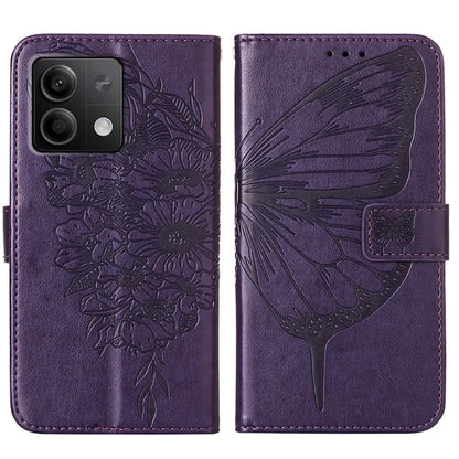 YB Imprinting Series-4 For Xiaomi Redmi Note 13 5G Case Butterfly Flower PU Leather Flip Phone Cover