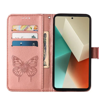 YB Imprinting Series-4 For Xiaomi Redmi Note 13 5G Case Butterfly Flower PU Leather Flip Phone Cover