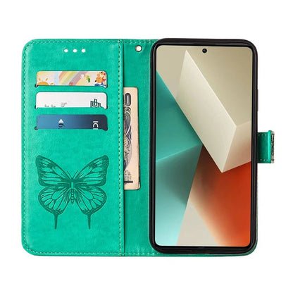 YB Imprinting Series-4 For Xiaomi Redmi Note 13 5G Case Butterfly Flower PU Leather Flip Phone Cover