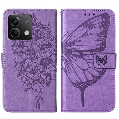 YB Imprinting Series-4 For Xiaomi Redmi Note 13 5G Case Butterfly Flower PU Leather Flip Phone Cover