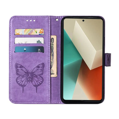 YB Imprinting Series-4 For Xiaomi Redmi Note 13 5G Case Butterfly Flower PU Leather Flip Phone Cover