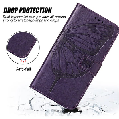 YB Imprinting Series-4 For Xiaomi Redmi Note 13 5G Case Butterfly Flower PU Leather Flip Phone Cover