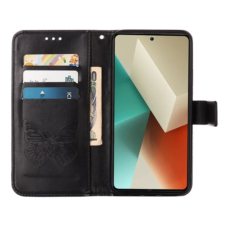 YB Imprinting Series-4 For Xiaomi Redmi Note 13 5G Case Butterfly Flower PU Leather Flip Phone Cover