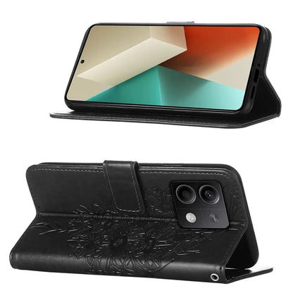 YB Imprinting Series-4 For Xiaomi Redmi Note 13 5G Case Butterfly Flower PU Leather Flip Phone Cover