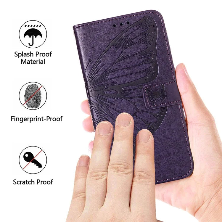 YB Imprinting Series-4 For Xiaomi Redmi Note 13 5G Case Butterfly Flower PU Leather Flip Phone Cover