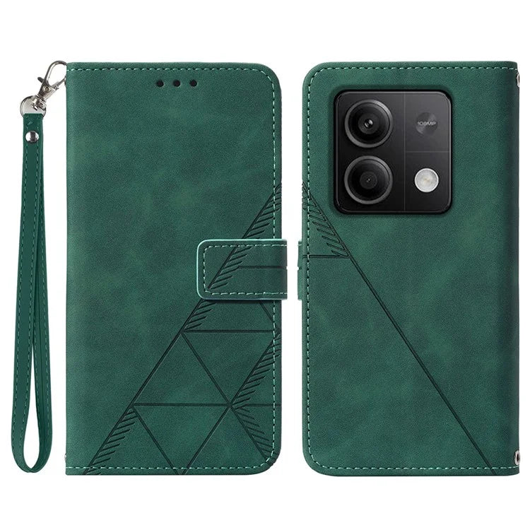 YB Imprinting Series-1 For Xiaomi Redmi Note 13 5G Case Line Pattern PU Leather Flip Phone Cover