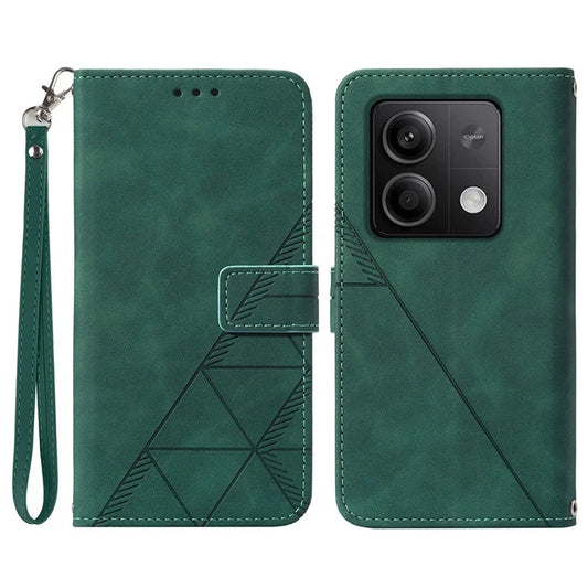 YB Imprinting Series-1 For Xiaomi Redmi Note 13 5G Case Line Pattern PU Leather Flip Phone Cover