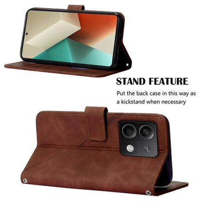 YB Imprinting Series-1 For Xiaomi Redmi Note 13 5G Case Line Pattern PU Leather Flip Phone Cover