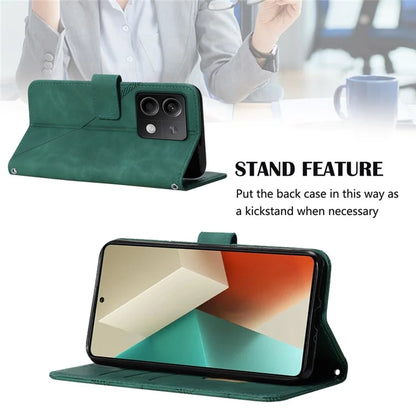 YB Imprinting Series-1 For Xiaomi Redmi Note 13 5G Case Line Pattern PU Leather Flip Phone Cover
